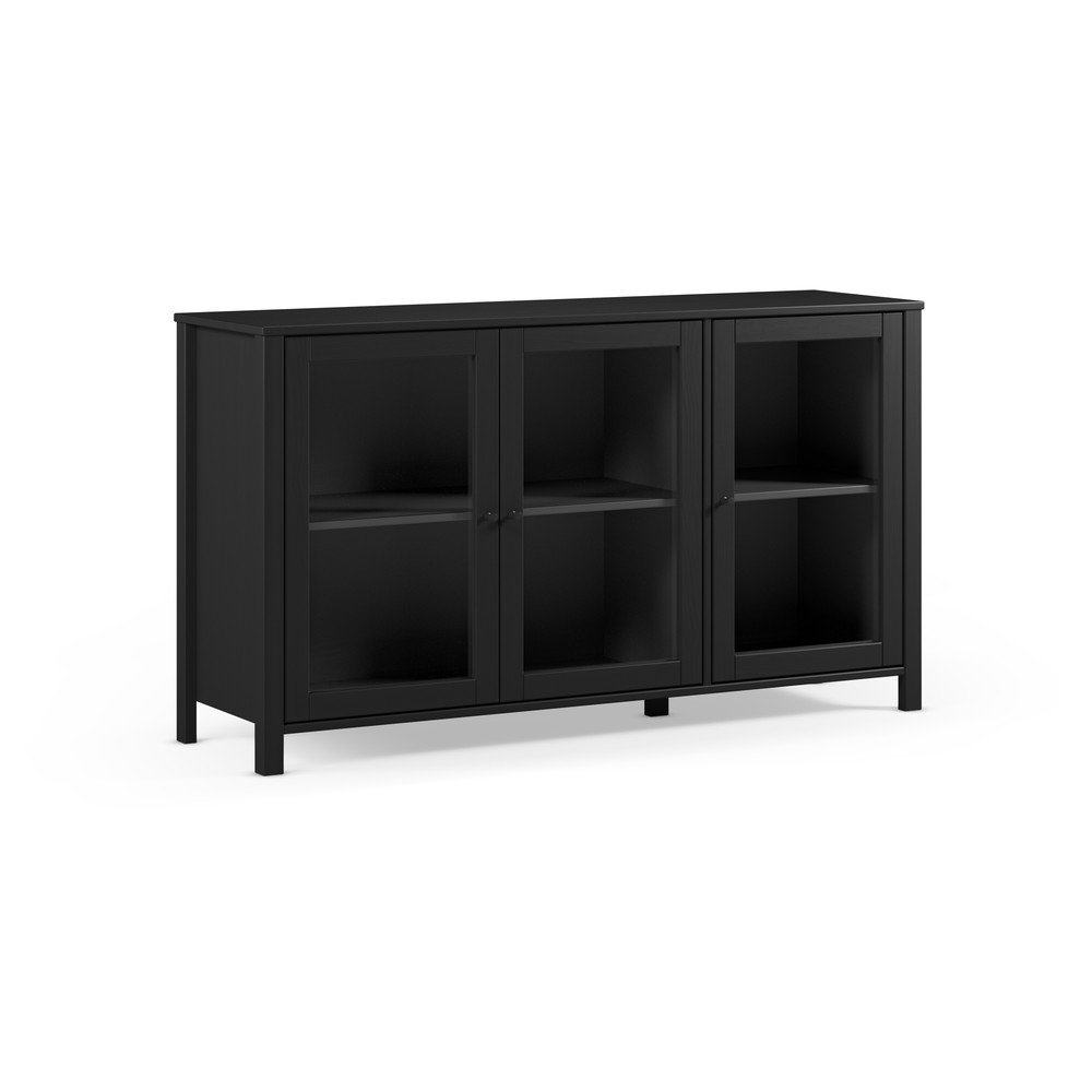 Vitrină neagră din lemn de pin 142x80x40 cm Alessandra – Marckeric
