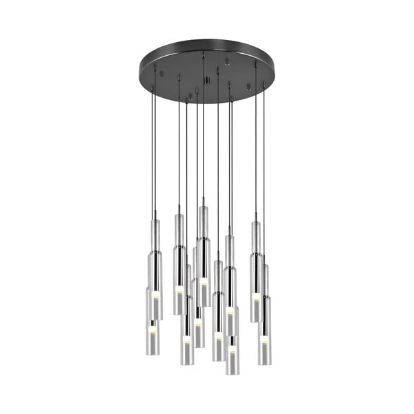 Lustră negru-argintiu  LED cu abajur din sticlă ø 50 cm Lucent – Trio Select