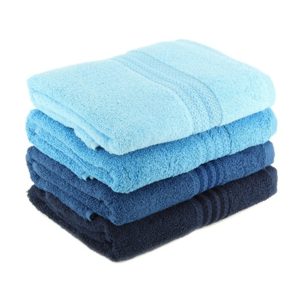 Set 4 prosoape baie Foutastic Sky, 70 x 140 cm, albastru-image-1