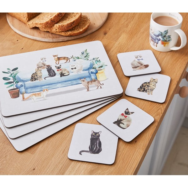 Set 4 suporturi farfurii din plută 21.5x29 cm Curious Cats - Cooksmart ®-image-1