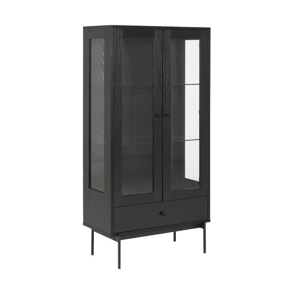 Vitrină neagră cu aspect de lemn de frasin 75x152 cm Angus – Actona-image-2