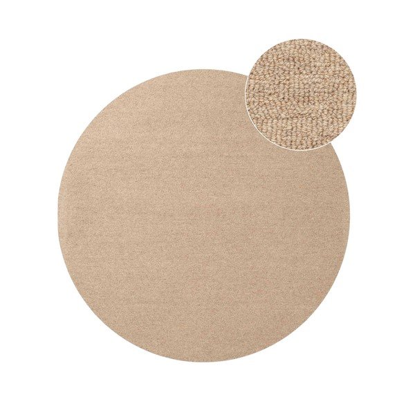 Covor în culoare naturală țesut manual rotund din lână ø 160 cm Puristic Knots – Elle Decoration