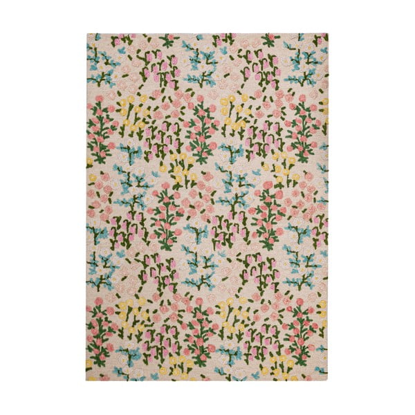 Covor crem țesut manual din lână 200x290 cm Emilia Floral – Flair Rugs