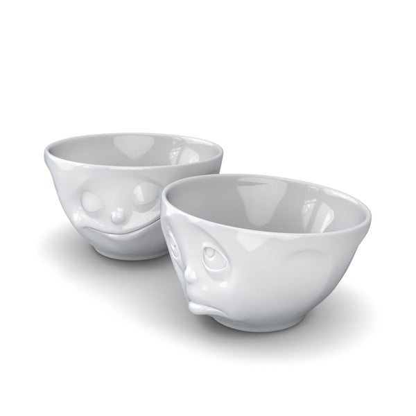 Set 2 boluri din porțelan 58products Happy, alb-image-3