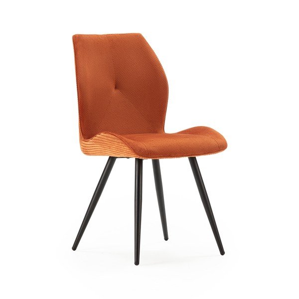 Scaune de dining portocalii 2 buc. din catifea reiată Adaya – Marckeric