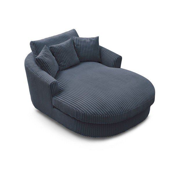 Fotoliu albastru închis cu tapițerie din catifea reiată Belem – Bobochic Paris-image-4