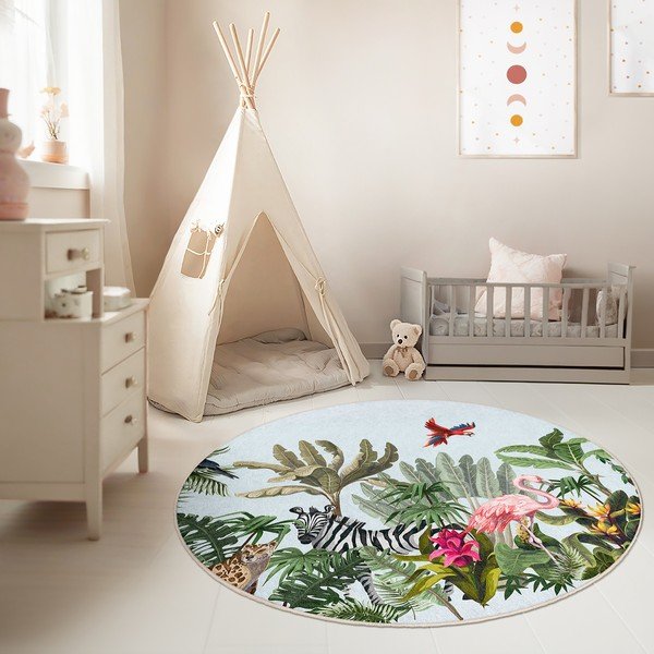 Covor pentru copii lavabil ø100 cm Jungle – Mila Home-image-1