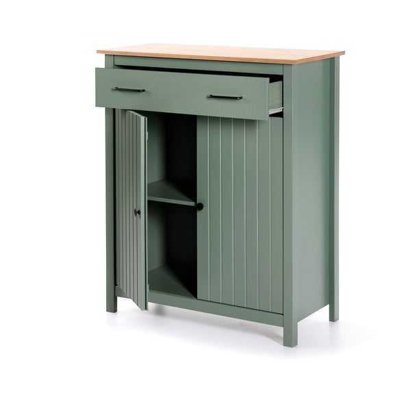 Comodă verde/în culoare naturală înaltă din lemn masiv de pin 90x110 cm Miranda – Marckeric-image-3