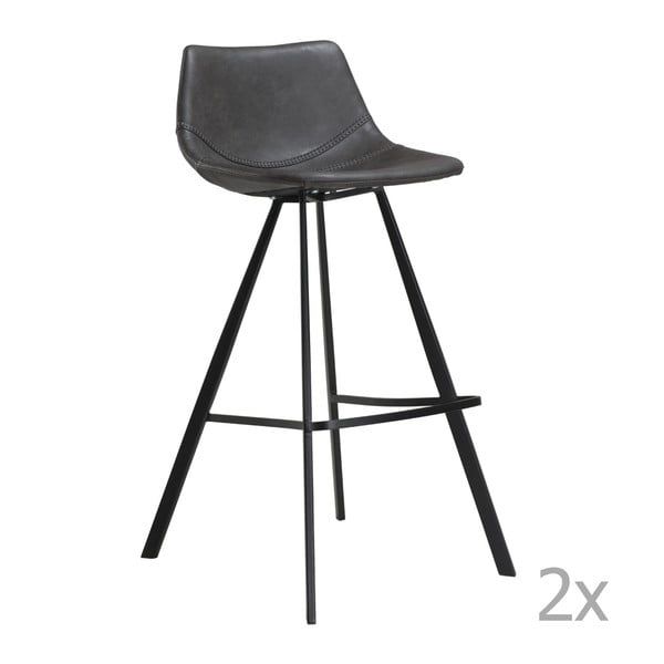 Set 2 scaune bar cu bază metalică neagră DAN-FORM Pitch, gri
