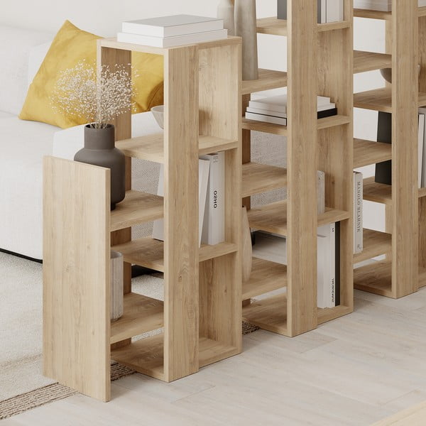 Etajeră în culoare naturală cu aspect de lemn de stejar 158x151 cm Anissa – Marckeric-image-4