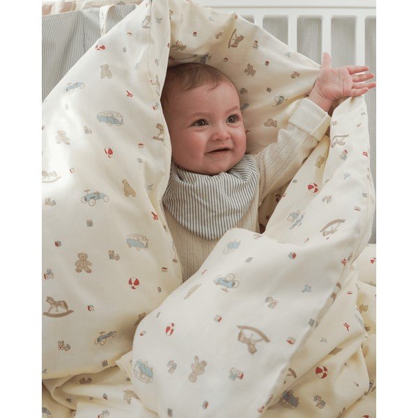 Lenjerie de pat pentru copii galben-deschis din bumbac organic pentru pătuț 100x140 cm Vintage Toys – Cam Cam Copenhagen-image-1