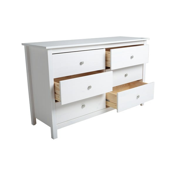 Comodă albă joasă din lemn de pin 130x80 cm Berna – Marckeric-image-2