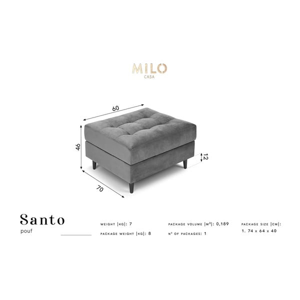 Taburet din catifea Milo Casa Santo, bej-image-4