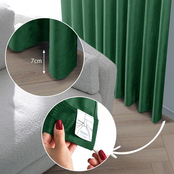 Draperie verde dimout (semi-opacă) din catifea 265x250 cm Velto – Filumi-image-4