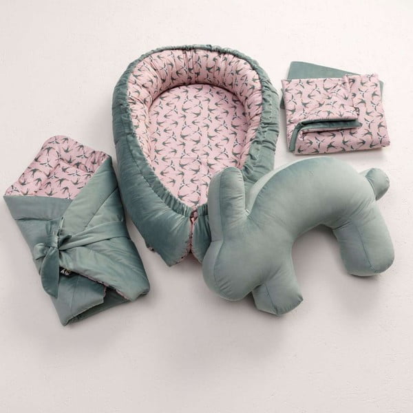 Pernă de alăptat verde-mentă Velvet Bunny – Yellow Tipi-image-1