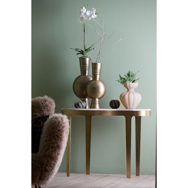 Masă consolă bronz/taupe cu blat din marmură 40x110 cm Giulio – Light & Living-image-2
