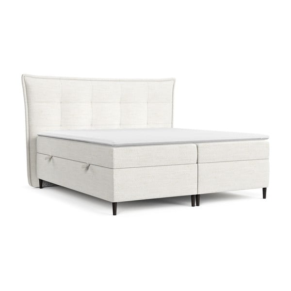 Pat boxspring crem cu spațiu de depozitare 160x200 cm Sinai – Maison de Rêve