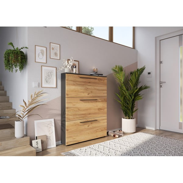 Pantofar cu deschidere înclinată gri închis în decor de stejar Wildomar - Germania-image-1