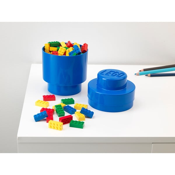 Cutie depozitare rotundă LEGO®, albastru, ⌀ 12,5 cm-image-2