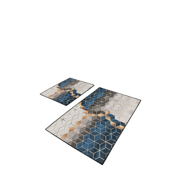 Covorașe de baie albastre/gri 2 buc. 60x100 cm Optic – Mila Home