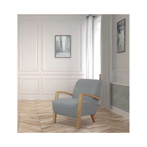 Fotoliu din lemn culoare naturală Windsor & Co Sofas Luna, gri deschis-image-3