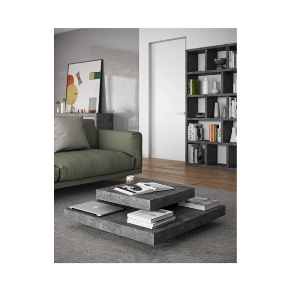 Măsuță de cafea TemaHome Slate, cu aspect de beton - negru-image-1