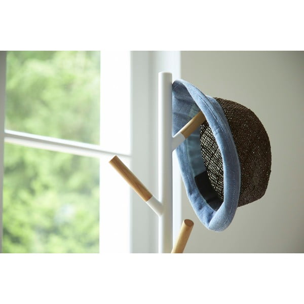 Cuier cu detalii din lemn de fag YAMAZAKI Plain Pole Hanger, alb-image-3