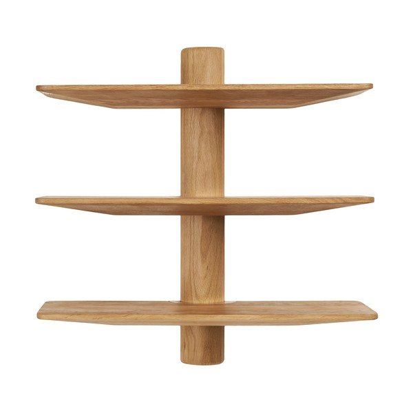 Raft în culoare naturală deschisă etajat din lemn de stejar 55 cm Calcata – House Nordic-image-3