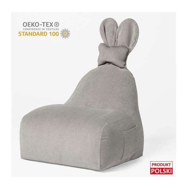 Fotoliu puf pentru copii gri Funny Bunny – The Brooklyn Kids-image-4
