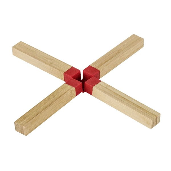 Suport din lemn pentru vase fierbinți Wenko Cross Red, roșu