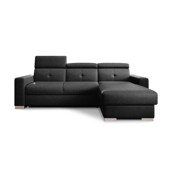 Colțar negru extensibil/cu spațiu de depozitare (cu colț pe partea dreaptă/cu șezlong) Fresia – ELTAP