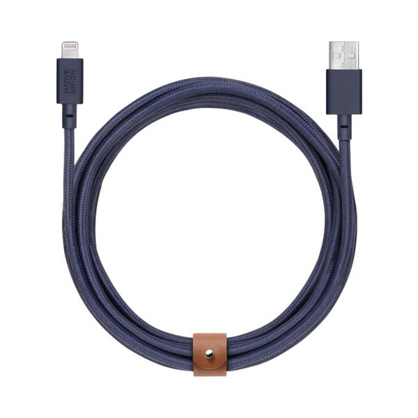 Cablu încărcare cu sincronizare lightning pentru iPhone Native Union Twinhead, lungime 3 m, albastru închis