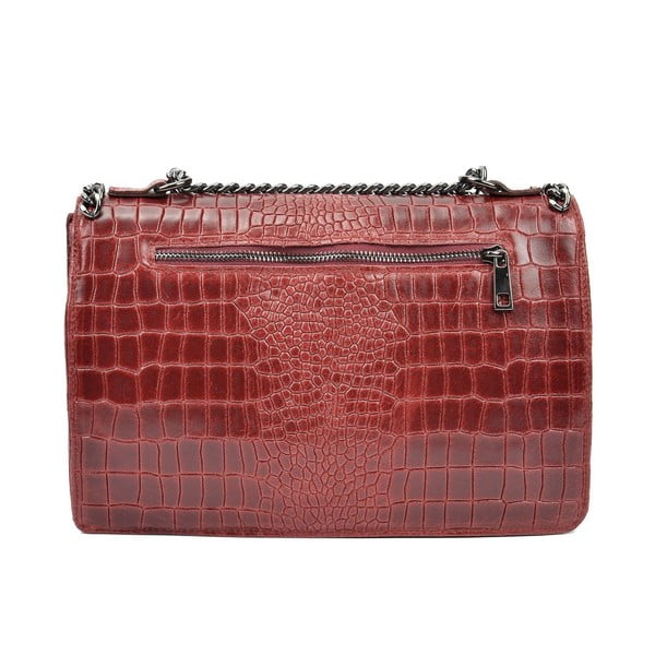 Geantă din piele Carla Ferreri Chain, roșu-image-1