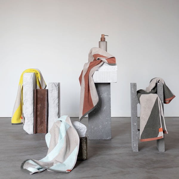 Prosop galben din bumbac organic din frotir 50x90 cm Diagonal – Mette Ditmer Denmark-image-4