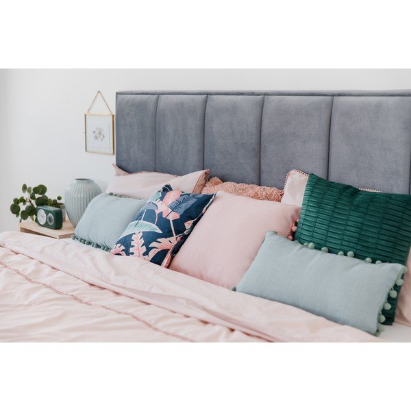 Pat dublu cu spațiu pentru depozitare și somieră ProSpánek Wega, 180 x 200 cm, gri-albastru-image-1