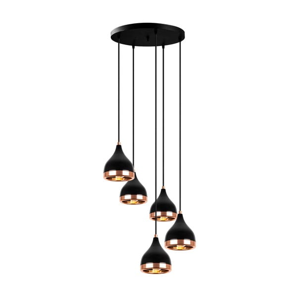 Lustră neagră/arămie cu abajur din metal ø 43 cm Yildo – Opviq lights