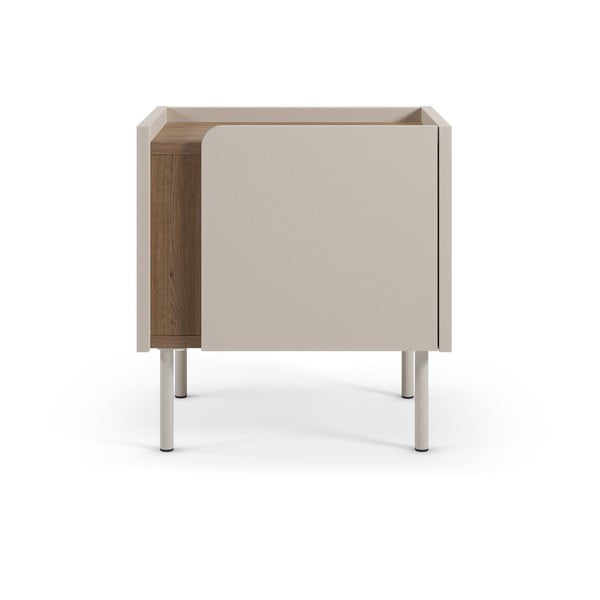 Noptieră crem/în culoare naturală cu aspect de lemn de stejar Lucile – Marckeric