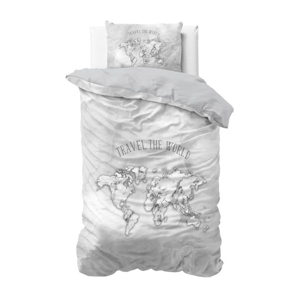 Lenjerie de pat din bumbac Sleeptime World, 140 x 220 cm
