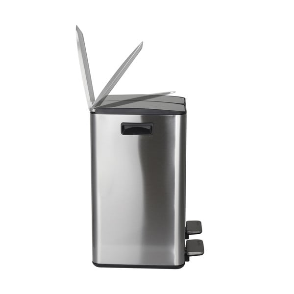 Coș de gunoi argintiu mat pentru reciclare/cu pedală 2x20 l din oțel   Aliya – Spirella-image-3
