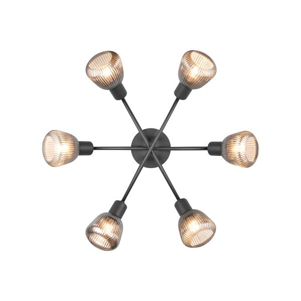 Plafonieră neagră cu abajur din sticlă Tarifa – Trio-image-4