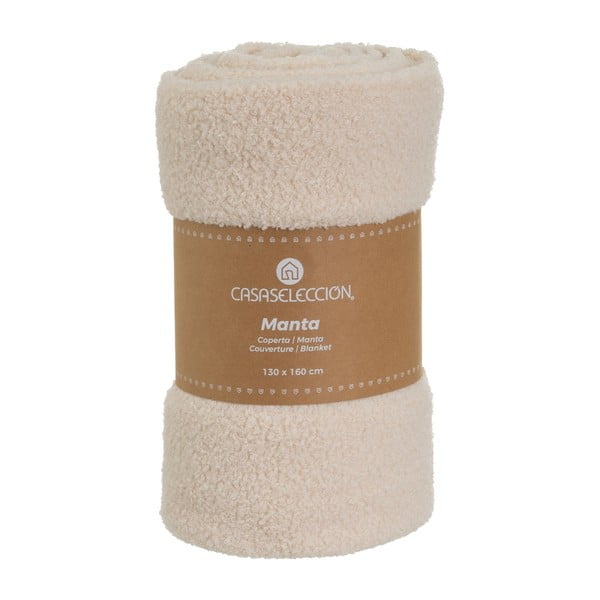 Pătură bej din material bouclé 160x130 cm Sherpa – Casa Selección-image-4