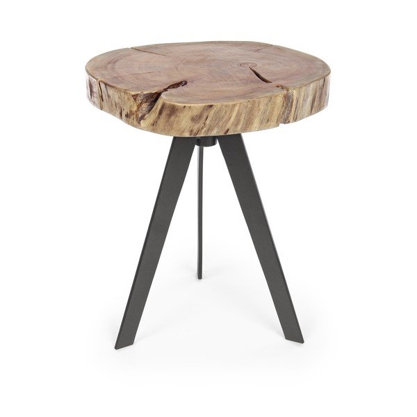 Măsuță de cafea neagră/în culoare naturală cu blat din lemn de acacia ø 35 cm Aron – Bizzotto