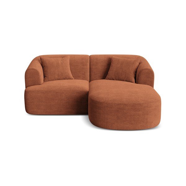 Colțar teracotă cu tapițerie din catifea reiată  (cu colț pe partea dreaptă/cu șezlong) Campi – Cosmopolitan Design