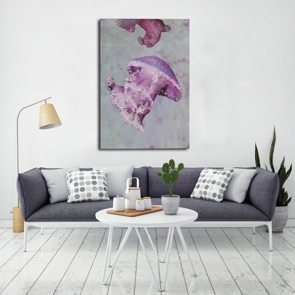 Tablou pictat manual cu ramă din lemn de pin Mauro Ferretti Medusa Purple, 80 x 120 cm-image-1