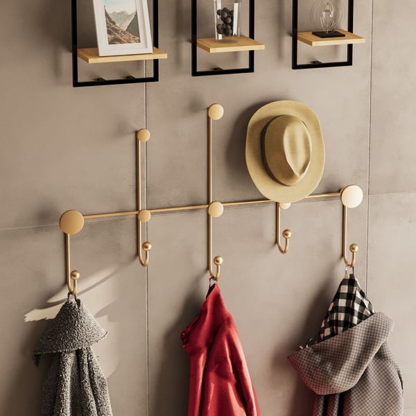 Cuier de perete auriu din metal Dama – Kalune Design-image-2