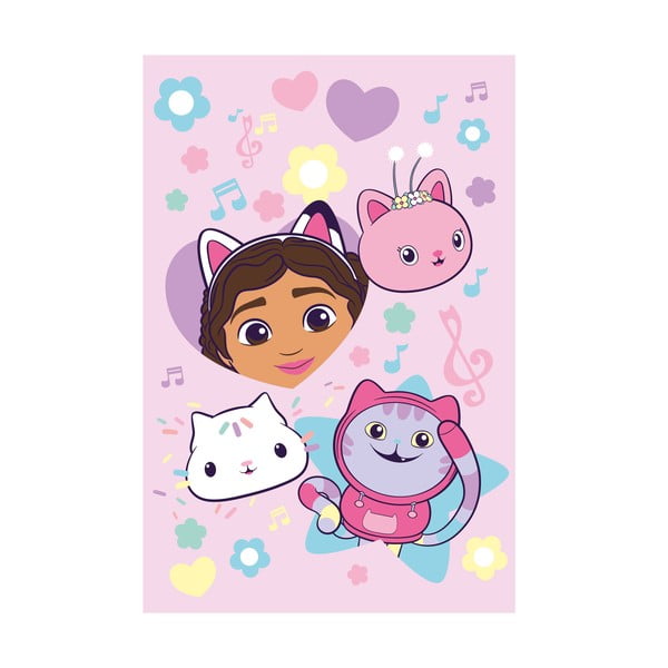 Pătură pentru copii roz din polar, fleece 100x150 cm Gabby´s Dollhouse "Music" – Jerry Fabrics