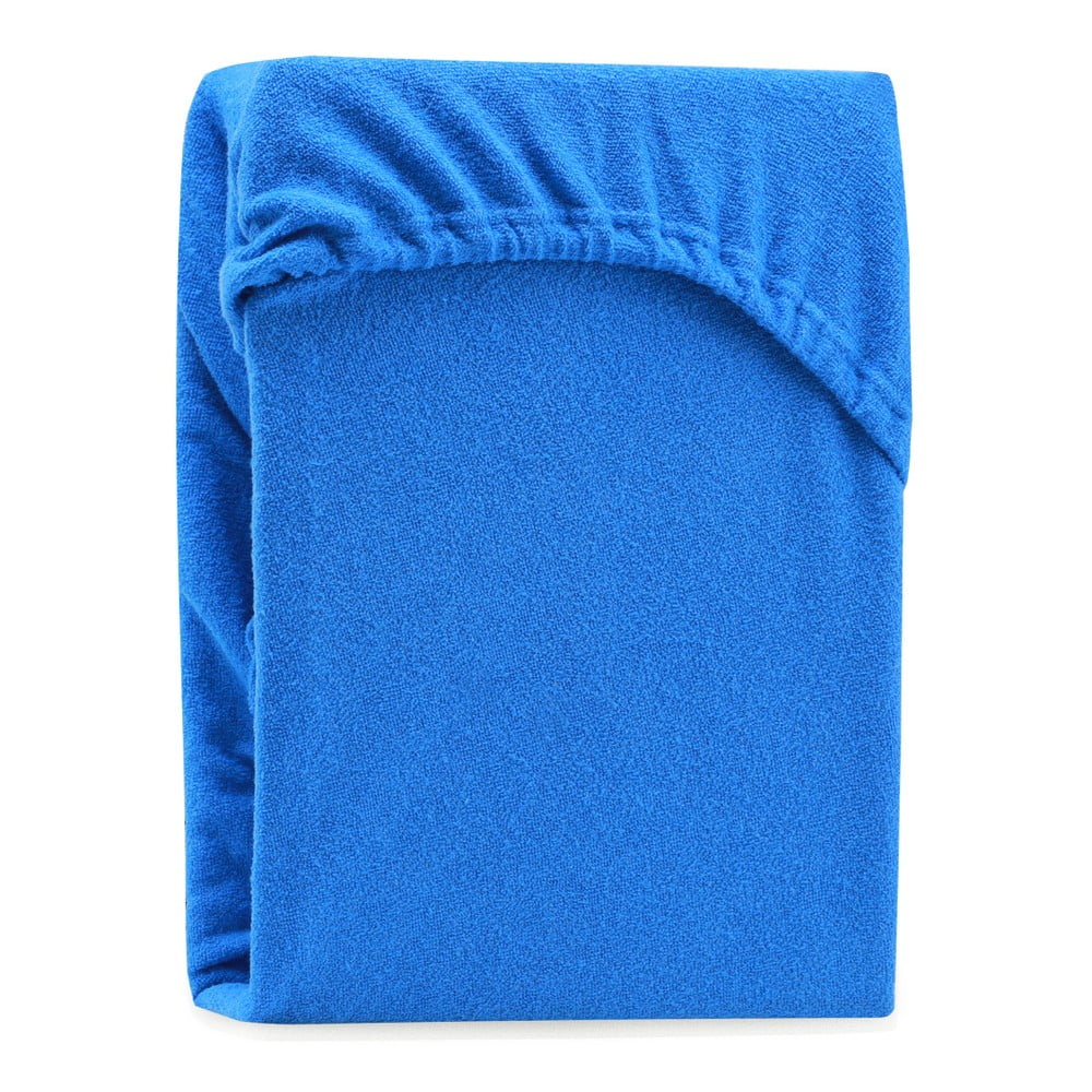 Cearșaf elastic pentru pat dublu AmeliaHome Ruby Siesta, 180-200 x 200 cm, albastru
