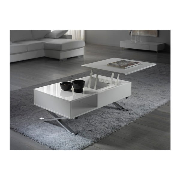 Masă de cafea cu blat glisabil Marckeric Manila, alb