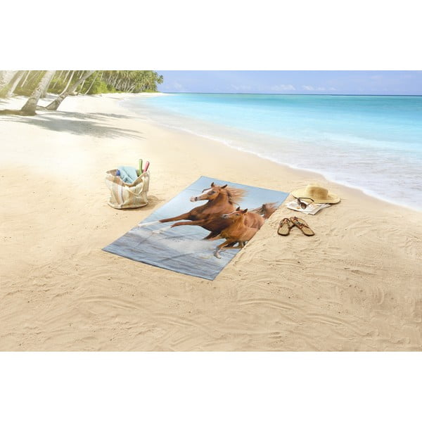 Prosop de plajă albastru/maro din catifea pentru copii 75x150 cm Free – Good Morning-image-1