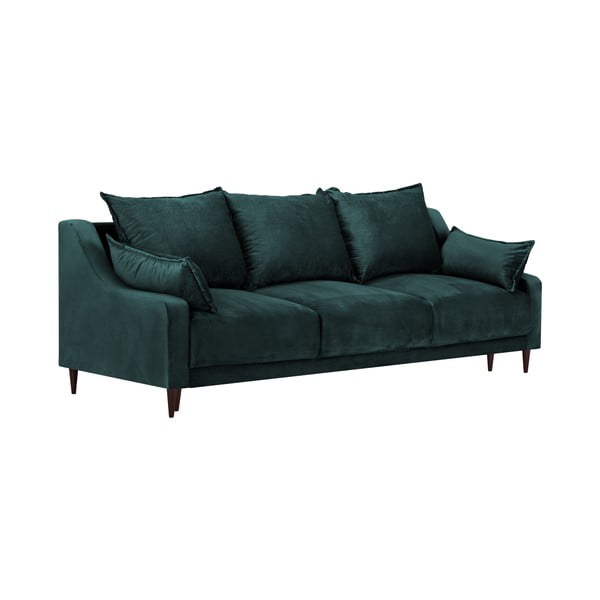 Canapea extensibilă cu husă din catifea și spațiu de depozitare Mazzini Sofas Freesia, 215 cm, albastru verde-image-2